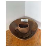 Studio Pottery Bowl, Cup, and Saucer Set