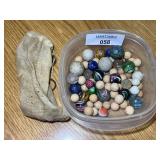 Assorted Marbles and Clay Spheres with Drawstring Pouch