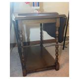 Wooden Drop-Leaf Side Table with Lower Shelf
