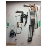 Hand Tools Including Saws, Squares, and Clamps