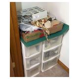 Sewing and Craft Supplies with Storage Unit