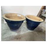 Pair of Glazed Ceramic Planters