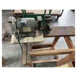 Craftsman 1/4 HP Bench Grinder and Littlestown No. 112 Vise on Wooden Stand