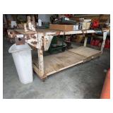 Heavy Duty Industrial Steel Framed Workbench with Lower Shelf and Casters