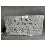 In Memory of a Farmer Concrete Garden Plaque