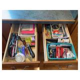 Two Drawer Organizers with Assorted Office and Household Supplies