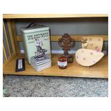 Home Decor Collection Including Tin, Metal Figures, and Coasters