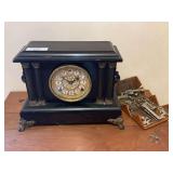 Sessions Mantel Clock and Sewing Machine Attachment Set