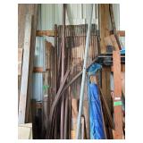 Building Materials Lot: Wood, Iron, Tin, and Tarps
