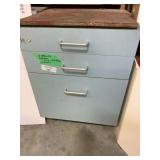 Three-Drawer Metal Storage Cabinet with Assorted Abrasives and Hardware