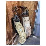 Collection of Golf Clubs and Bags