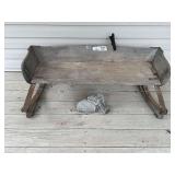 Wooden Buggie Seat with Metal Leaf Springs and Decorative Angel Figurine