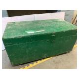 Wooden Storage Chest with Assorted Plumbing Supplies