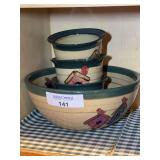 Heatherstone Ceramic Nesting Bowl Set with Birdhouse Motif