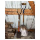 Two D-Handle Shovels with Wood Handles