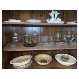 Glassware Collection Including Serving Dishes and Vases