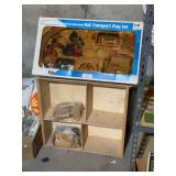 Battery-Operated Rail Transport Play Set with Wooden Storage Unit