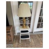 Cosco Step Stool with Brass Table Lamp
