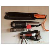 Machete, Klein knife, Nebo 300 lumen light, Sheffield multitool