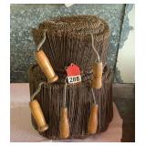 1 roll of wire ties and 1 partial roll of wire ties with 5 swivel wire tie tools