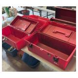 4 tool boxes – one is a hip roof metal with tray