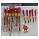 6 piece set of large WIHA screwdrivers new in plastic case, new 5 piece set of WIHA mini screwdrivers