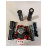 1 Streamlight Headlamp, 2 Nebo’s - 1 600 Lumen LuxPro, + 2 Colemans