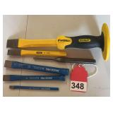 4 new small chisels, 1 new large chisel and 1 punch