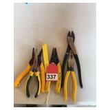 3 new pair of wire strippers, 2 Pair Klein pliers, 1 small fuse puller