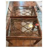 2 Ratan End tables with glass top, real solid