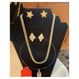 2 silver necklaces with 2 sets of earrings
