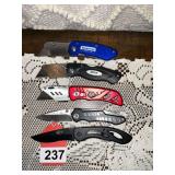 3 folding box knives and 2 nice folders