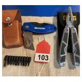 1 Westward folding box knife, and a Blackstone multitool w/sheath