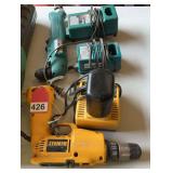 Makita- Skill – Dewalt – and Hitachi battery tools with cases all need batteries