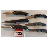 6 small size folding knives, 2 are Bucks