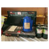 Coleman New Propane camp stove with a new 12 cup Percolator and 4 Coleman Propane gas cylinders all brand new.