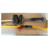 1 new Stanley Fat Max Bar, 1 new 3 lb. hammer and 1 rubber Mallott