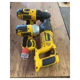 Dewalt 18 Volt Lot DC720 – ½ inch drill – DC825 ¼ inch Impact driver and a DW938 Reciprocating Saw.