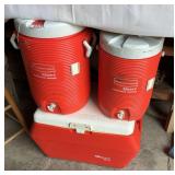 Gott 50 quart Ice chest and 2 Gott coolers – 5 gallon and 3 gallon, great shape Inside and out – Chest hasp is faulty