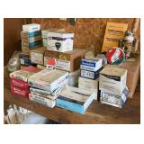 Large selection of plumbing items – bowl waxes, sink baskets, thermometers, 2 Tub drains – 1 is brass +++