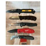 Maybe the best set of new folding knives with a Dewalt, a Milwaukee, a vintage Klein, a Smith and Wesson and a SOG Flash II, all brand new