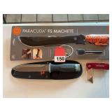 Paracuda FS Machete w/ferro rod, 1 folding box knife, and 1 Klein knife & sheath