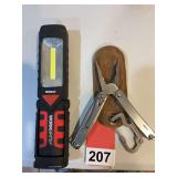 Leatherman Sidekick with leather pouch & a Nebo light