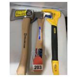 Collins hatchet, Vaughn builders hatchet and a FAT MAX wrecking tool (New)