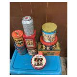 9 old vintage tins