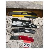 4 Box knives and 3 folders