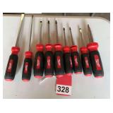 New 9 piece set of Milwaukee screwdrivers, real tough set