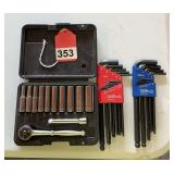 Vintage Craftsman socket set SAE, 2 new sets of Allens both SAE and Metric