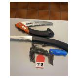 2 Sheffield folding box knives-1 Corona camp saw-1 Stihl camp saw- real nice lot