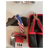 Patriotic folding knife and sheath with a Sheffield multi-tool and pouch